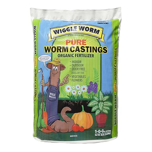 100% Pure Organic Worm Castings Fertilizer, 30-Pounds - Improves Soil Fertility and Aeration for Houseplants, Vegetables, Gardens, and More – OMRI-Listed and Mineral-Dense