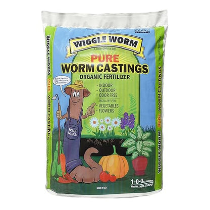 100% Pure Organic Worm Castings Fertilizer, 30-Pounds - Improves Soil Fertility and Aeration for Houseplants, Vegetables, Gardens, and More – OMRI-Listed and Mineral-Dense