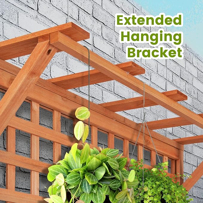 HAPPYGRILL Raised Garden Bed with Trellis, 72.5" Planter Raised Bed with Drainage Holes, Freestanding Garden Box for Vine Climbing Plants, Wooden Planter Box for Yard Balcony (1, Orange)