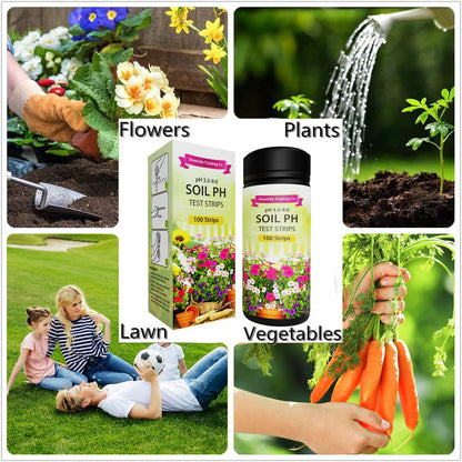 Soil pH Paper Test Kit – 100 Tester Strips (3.5-9 Range) – Use for Testing Garden Home Lawn Grass Vegetable Gardening Dirt Yard Compost Outdoor and Indoor Plants