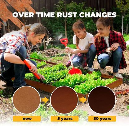 Cortens Steel Garden Metal Landscape Edging 40 inch with Top Bending Protection Pre-Rusted Cortens Steel Garden Edging 8 Inch Depth 90 Degree Bend 6 Pack for Lawn Yard (8 inch-90 Degree Bend, Rusted)