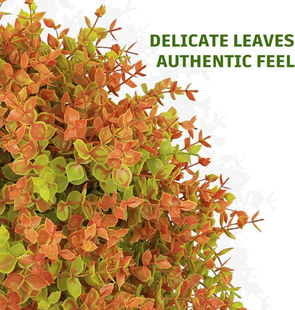 24" Fall Plants Artificial Boxwood Topiary Trees, UV Resistant Faux Bushes with Ground Spike, Fake Shrubs for Outdoor Planters, Front Porch, Patio, Yard Decor Set of 2