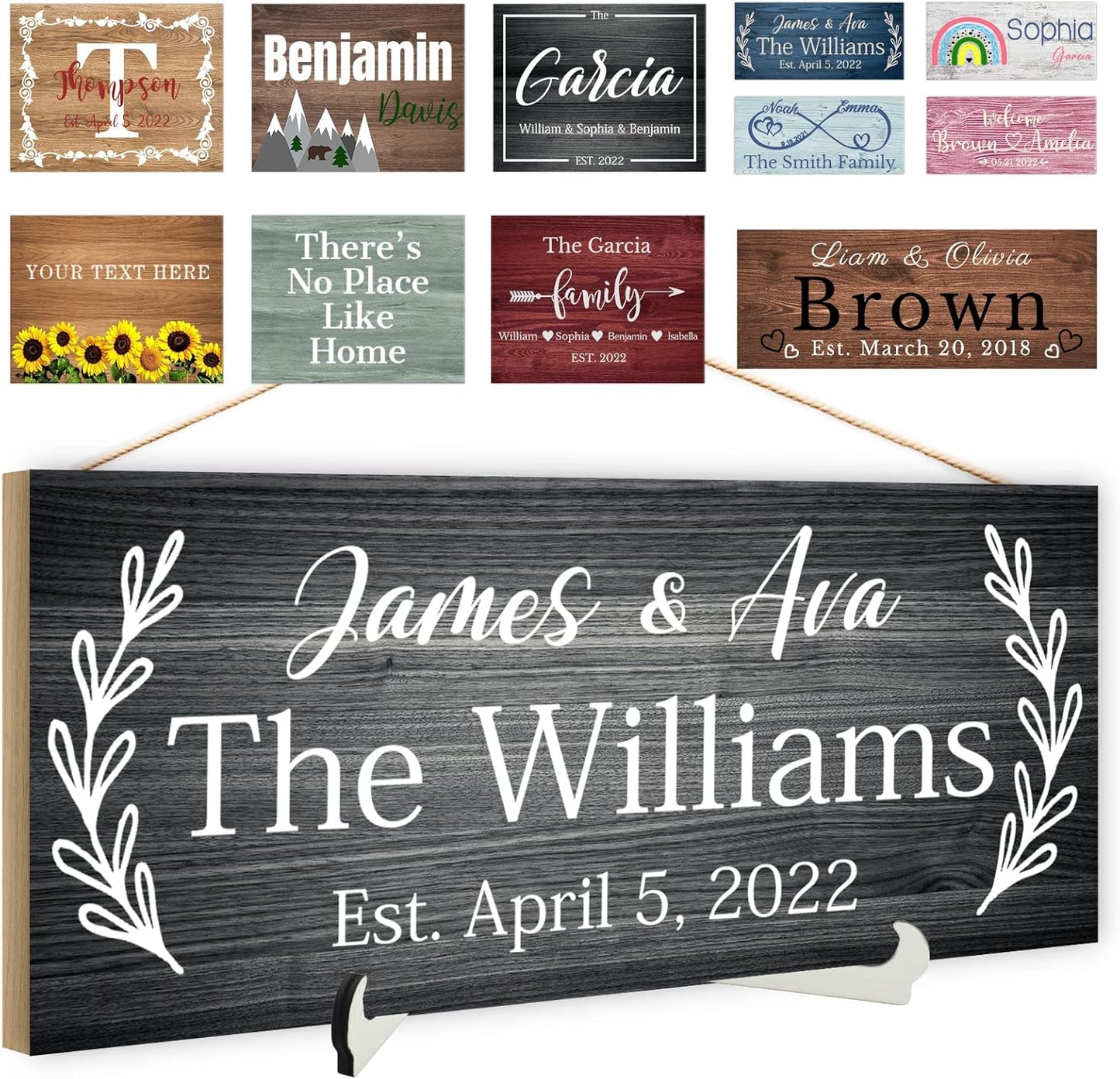 Custom Wood Sign Prsonalized Text Business Home Decor, Personalized Rustic Plaque Board Hanging Wooden Name Sign for Wall Art, Customized Signs Plank Decoration Gifts for Wedding Family Farmhouse Kitchen, Rectangle