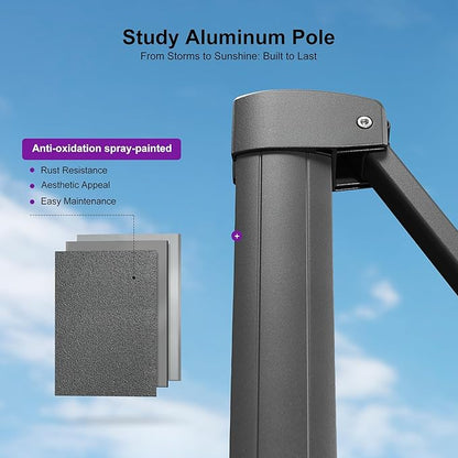 PURPLE LEAF 10 FT Cantilever Patio Umbrella Outdoor Aluminum Offset Square Umbrella with 3 Years Fade Resistance Recycled Fabric and 360-degree Rotation for Deck Pool Garden, Mint Green