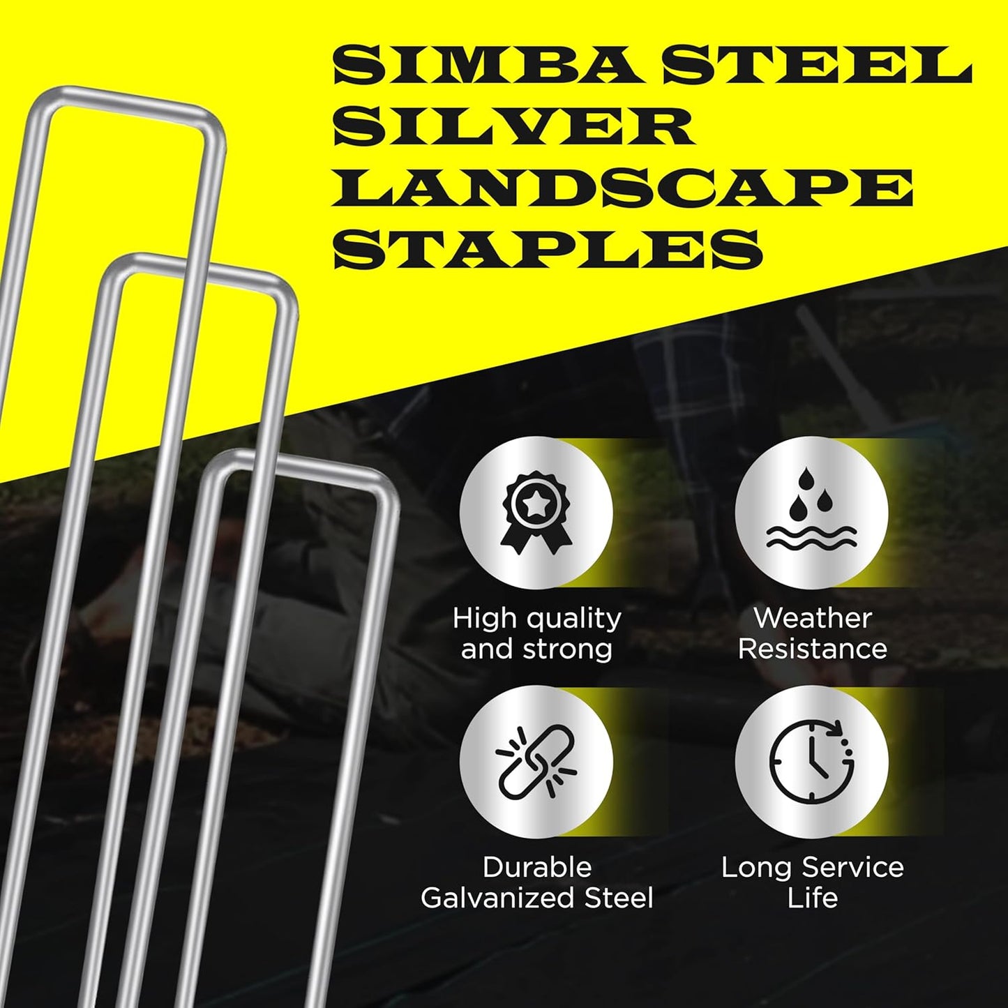 125 Pack x 6 Inch Landscape Staples Galvanised, Fabric Pins, 11 Gauge, Garden Staples, Tent Stakes, Fabric Pins for Lawn, Fence, Tent, Decoration, Weed Barrier, Outdoor. (125 x 6in)