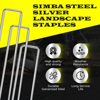 75 Pack x 6 Inch Landscape Staples Galvanised, Fabric Pins, 11 Gauge, Garden Staples, Tent Stakes, Fabric Pins for Lawn, Fence, Tent, Decoration, Weed Barrier, Outdoor. (75 x 6in)