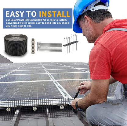 Lianart 6In x 100Ft Solar Panel Bird Guard, Solar Screen, Exclusion Mesh Roll Fence Kit | Black PVC Coated, ½ Inch Wire, Critter Guards for Solar Panels, Pigeon Netting, Roof Protection Net