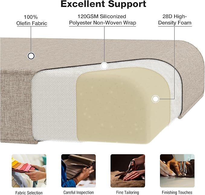 Joyside Outdoor Chair Cushions Set, 22x25/22x24 Inch Patio Furniture Deep Seat Cushions, Water Resistant & Thick Cushion, Outdoor Replacement Cushions for Seat and Sofa (Beige, 3 Set)