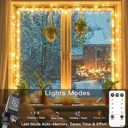 suddus Indoor Christmas Lights with Remote, Warm White String Lights Plug in with Timer, 33ft 100 LED Twinkle Fairy Lights for Bedroom Xmas Tree Wreath Garden Party Outdoor Thanksgiving Decorations