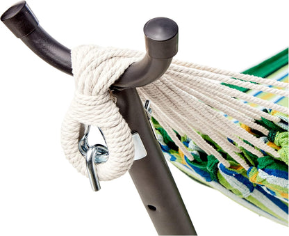 Amazon Basics Double Hammock with 9-Foot Space Saving Steel Stand and Carrying Case, 450 lb Capacity, Vigor Green, 110x47x43 inches