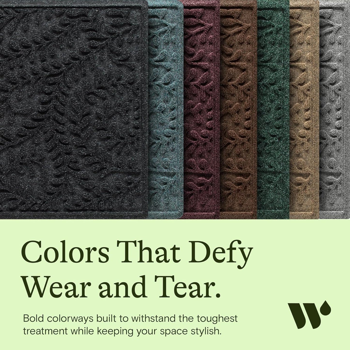 WaterHog Indoor/Outdoor Use Door Mat, 2' x 3', Made in USA, Welcome Mat for Front Door, Durable, Water-Trapping Floor Rug, Decorative, Skid-Resistant Entryway Rug, Boxwood Collection, Charcoal