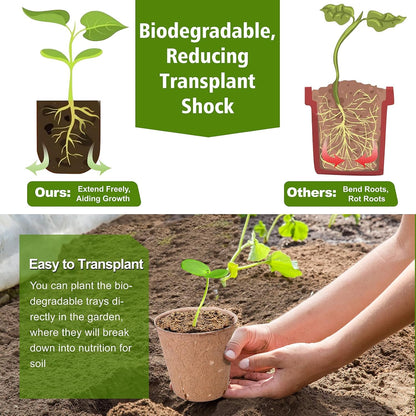 Peat Pots for Seedlings 3.15 Inch, Biodegradable Round Seed Starter Pots with 10 Plant Labels for Garden Germination, Nursery Pot with Drainage Holes (40 Pack/3.15 Inch)