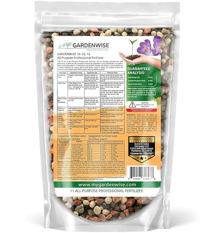 16-16-16 All Purpose Professional Fertilizer - Lawn & Flower & Tree & Shrub & Vegetable Garden Fertilizer (5 QUARTS)