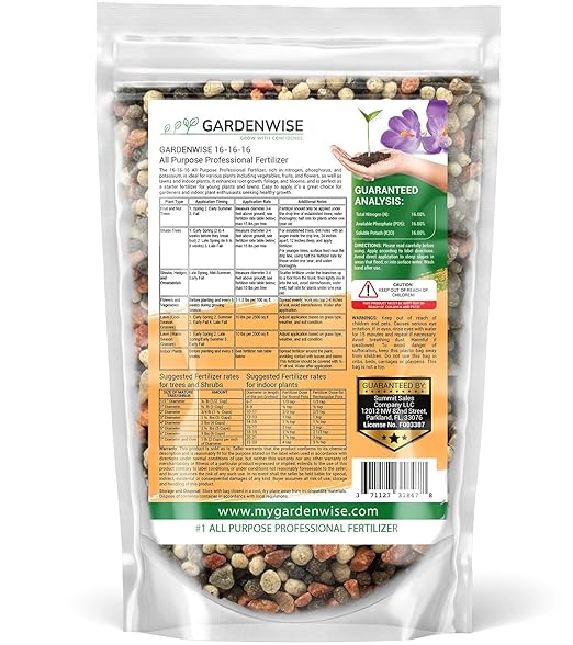 16-16-16 All Purpose Professional Fertilizer - Lawn, Flower, Tree, Shrub & Vegetable Garden Fertilizer (1/2 Quart)