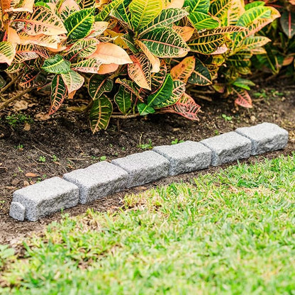 Beuta Landscape Edging | Garden Edging Border | Faux Stone Bricks for Lawn edging, Flower beds, Pathways & Yard Edging– 4 Packs | Each Section Has 6 Bricks 48"L x 4"W x 2.25"H | 12 Spikes |Greystone