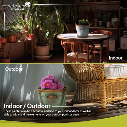 Headwind Vintage Collection Ribbed Planters – Vintage Copper Flower Pots 10 Inch Indoor Plant Pots Bucket for Peace Lily, Pothos, & Lavender, Petunias, Basil Plant for Outdoor by Robert Allen