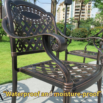 Outdoor Dining Chair Cast Aluminum Patio Chairs Set of 2 All-Weather Patio Dining Chair with Adjustable Feet for Backyard Garden (Die-Casting C Chair)