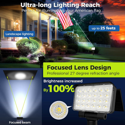 Solar Spot Lights Outdoor Waterproof for Flag, Tree, House, Garden, Yard, Landscape Spotlights for Accent Uplighting Decorations-4 Pack, Natural Light