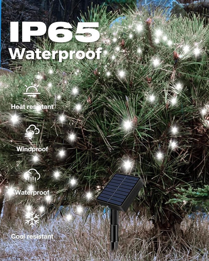 3 Pack Solar Fairy Lights for Outside Waterproof, 49FT/15M 150LED Solar String Light Outdoor 8 Modes Solar Twinkle Lights for Garden Yard Christmas Tree Wedding Party Decor, Cool White