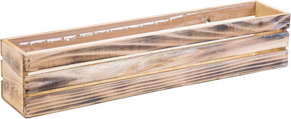 20" Rectangular Rustic Wood Planter with Plastic Liner l Rustic Whitewash l Wine Crate Style, Home and Wedding Decorations, Garden Ornaments (20x4 Wine Crate Set of 2, Whitewash)