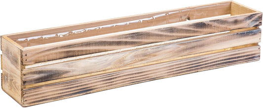 20" Rectangular Rustic Wood Planter with Plastic Liner l Rustic Whitewash l Wine Crate Style, Home and Wedding Decorations, Garden Ornaments (20x4 Wine Crate Set of 2, Whitewash)