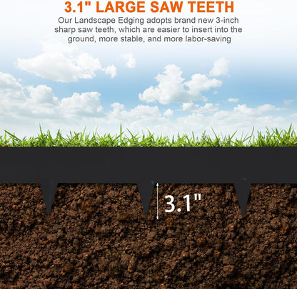 42" L X 7.9" H Metal Landscape Edging, Heavy Duty Galvanized Steel Garden Edging,6 Pack Garden Edging Border for Lawn, Flower Bed, Yard (Black