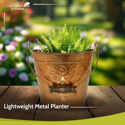 Headwind Vintage Collection - Floral New Penny Planter with Handles – 8 Inch Medium Flower Pots Decorative Plant Indoor – Plant Pots Indoor with Drainage by Robert Allen