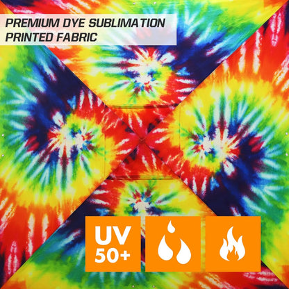 EAGLE PEAK Pop Up Canopy Tent with Wheeled Carry Bag, 8 Stakes, 4 Ropes, 4 Weight Bags, Easy Set Up Tent Canopy, 10x10 ft, 100sqft of Shade, Cosmic Tie Dye