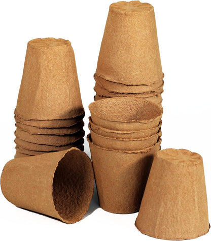 Daniel's Plants 4" Naked Pots | Large Natural Plantable Seed Starter Pots | OMRI-Listed Biodegradable for Seedlings | Enhanced Aeration | Earth Friendly - Peat Free | 30 Pack 4 Inch Round
