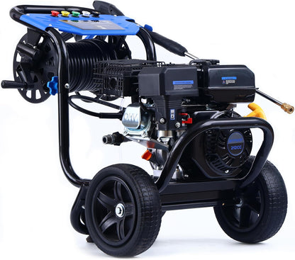 Gas Pressure Washer 3600 PSI 2.3 GPM, 212CC Power Washer with 5 Quick-Connect Nozzles, 30FT Hose & Reel, Aluminum Axial Pump, Heavy-Duty Pressure Cleaner for Driveways, Cars, Fences, Home Use
