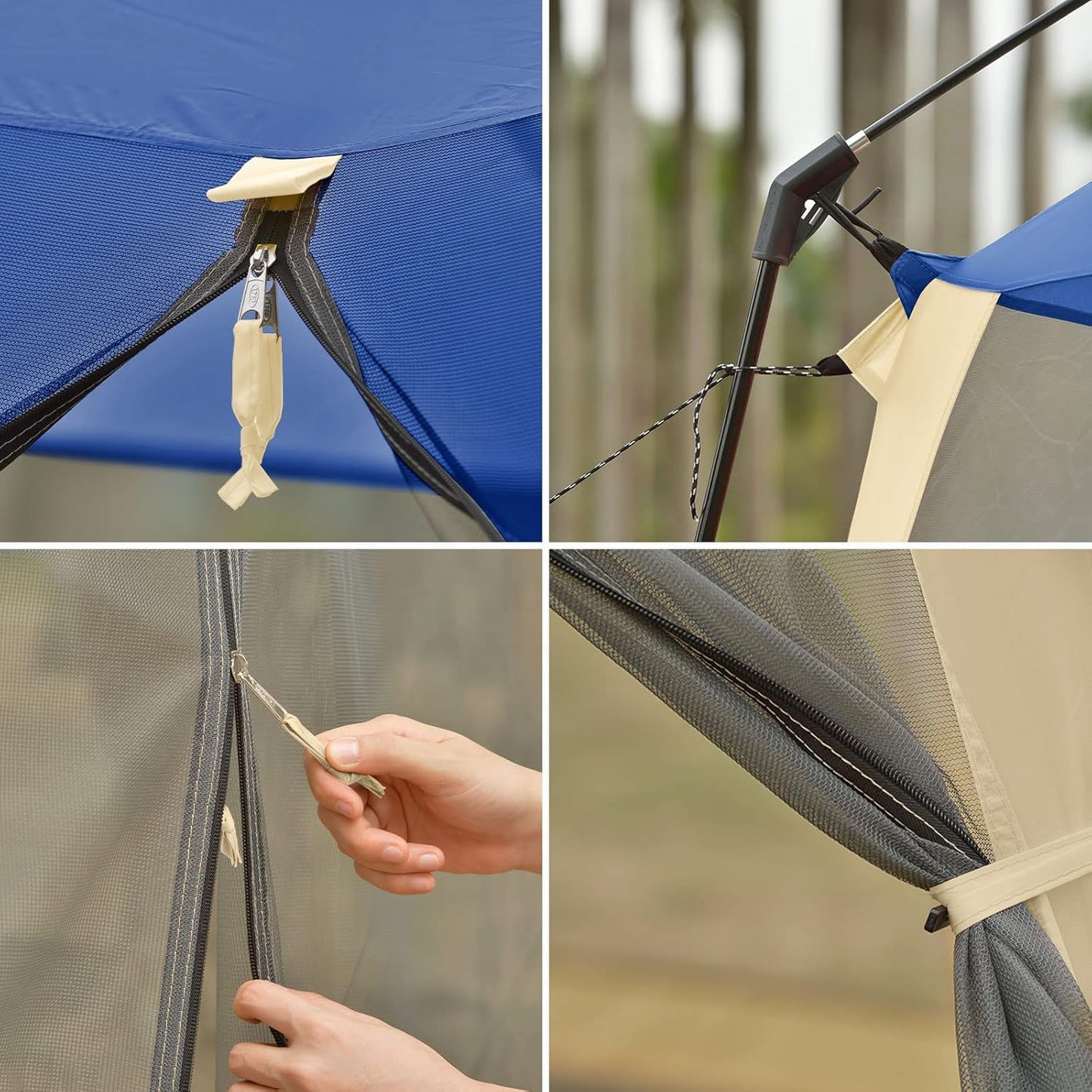 CAMPROS CP Screen House Room with 1 Side Wind/Sun Panel Canopy Tent Camping Tent Screen Shelter Gazebos for Patios Outdoor Camping Activities, 12'X12'X92in(H) - Blue