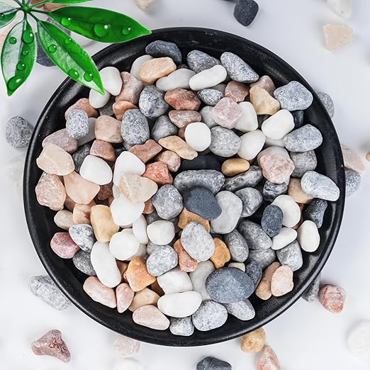 SIDONG 5 LB Natural Mixed Color Gravel Pebbles, 2/5 Inch Small Pea Gravel Stones, Decorative River Rocks for Succulents, Aquariums, Vases, Indoor Plants, Garden Landscaping, DIY