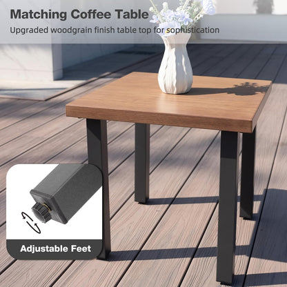 Outdoor Patio Swivel Rocking Chairs Set, Patio Porch Furniture with 6" Thick Cushions, 3 Pieces Outdoor Bistro Set with Coffee Table for Balcony, 350lbs, Dark Grey