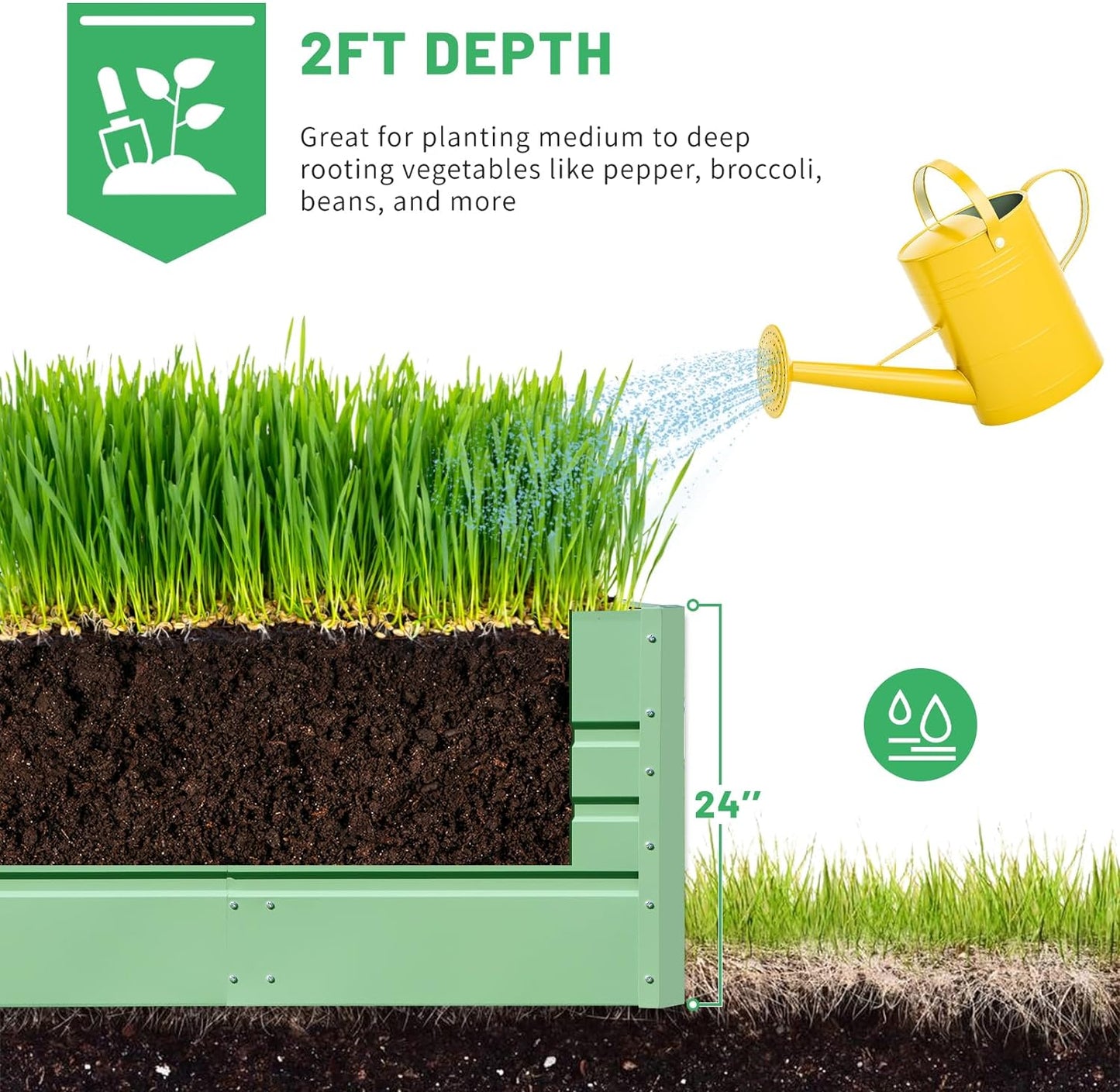 SnugNiture 4x2x2FT Raised Garden Bed Galvanized Planter Garden Boxes Outdoor, Deep Root Planter Raised Bed for Vegetables Flowers Herbs,Green