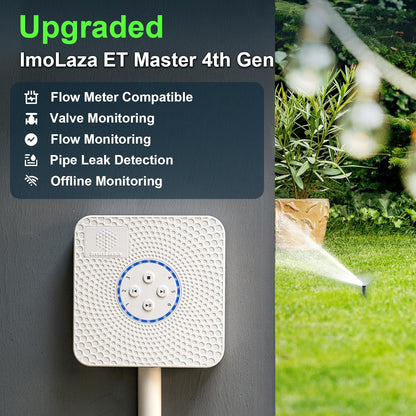 ImoLaza ET Master 4 Gen Smart Sprinkler Controller: Upgraded 6-Zone WiFi Irrigation Controller with Automated Watering, App Control, Smart Weather Skips and Fault Alerts
