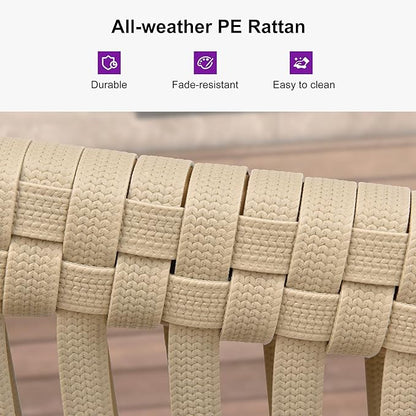 PURPLE LEAF 5 Pieces Outdoor Dining Set with Patio Aluminium Dining Table and Wicker Chairs Modern Furniture Cushions Sets for Backyard Indoor Decor Kitchen Teak