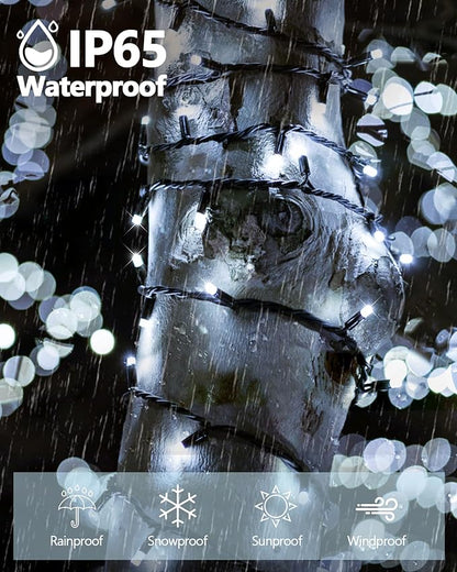 2 Pack Solar Christmas Lights Outdoor, 400 LED 144FT Extra-Long Solar String Lights Waterproof with Green Wire 8 Lighting Modes, Twinkle Light for Xmas Tree Fence Porch Garden Party Decor, Cool White