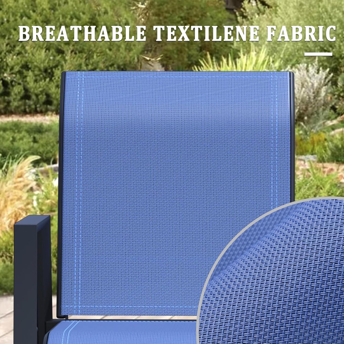 Outdoor Patio Chairs Set of 2, Blue Stackable Outdoor Chairs, Lightweight Patio Set with High Back, Metal Dining Chair for Lawn, Garden, Yard and Deck