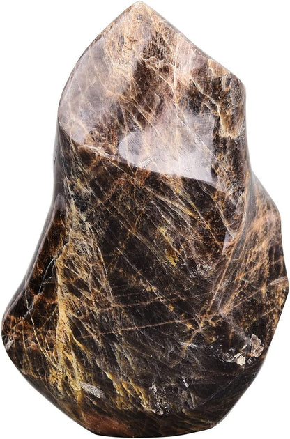 AMOYSTONE Black Moonstone Flame Shaped Towers Large Healing Crystal Stone Home Decor 1.0-1.5LBS