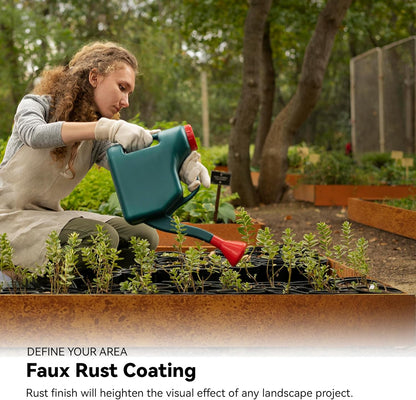 Worth Galvanized Steel Landscape Edging 6" x50' Metal Garden Edging Roll Flexible Bender Border with 16Pcs Stakes for Lawn, Flower Bed Edges, Rust-Like Color