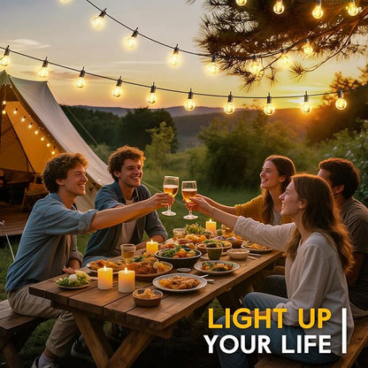 Minetom Solar Outdoor Lights - 208 FT Solar String Lights with 100 G40 Shatterproof Globe Bulbs Commercial Waterproof LED Bulbs for Outside Backyard Garden Decor