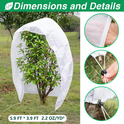 2 Pcs Plant Covers Freeze Protection, Frost Cloth Plant Freeze Protection, Frost Covers for Outdoor Plants with Drawstring and Zipper, 2.5 oz/yd² 5.9 X 3.9 Ft, for Protect Trees Shrubs from Cold Frost