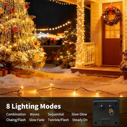 [6 Pack] Solar String Lights for Outside, 236 FT 600 LED Solar Twinkle Light Outdoor with 8 Modes & Memory Function, Waterproof Chrismas Lights for Xmas Tree Party Decorations (Warm White)