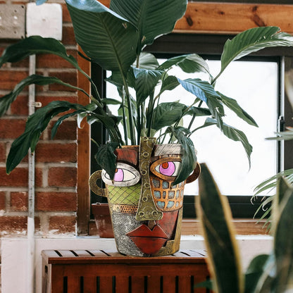 Abstract Face Planters Pots Head,Unique Head Planter for Indoor Plants,Funny Face Flower Pot,Colorful Plant Pots for Outdoor Garden Decor and Home Art Decoration(Classic)