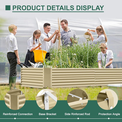 Land Guard 8x4x3ft Rectangular Galvanized Raised Garden Beds, Large-Capacity Metal Planter Box Outdoor, Durable Deep Raised Garden Bed 3ft Tall, Raised Beds for Gardening Vegetables, Cream Yellow