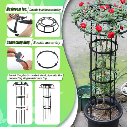 Garden Trellis for Climbing Plants, 2 Pack 41.3 Inch Mushroom Top Trellis for Climbing Plants, Rustproof Metal Plant Flower Trellises for Vine Rose Flower Tomato Support Outdoor Indoor