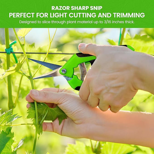 GARDEN GURU Razor Sharp Snip – Professional Garden Pruning Shears Trimmers – Super Sharp Micro-Tip Precision Stainless Steel Blades - Ergonomic Handles Easy on Arthritic Hands - 1 Case (100 Pcs)