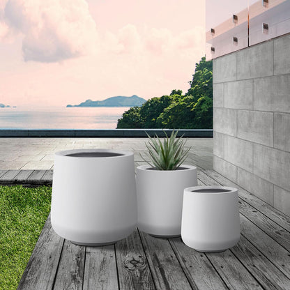 Kante 15.3"+11.6"+8.2" Dia Round Concrete Planter, Large Outdoor Indoor Planter Pots Containers with Drainage Holes and Rubber Plug for Home Garden Patio, Pure White