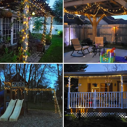 JMEXSUSS 4 Pack 100 LED Solar Fairy Lights, 33ft Warm White Solar String Lights Outdoor Waterproof, 8 Modes Copper Wire Solar Twinkle Lights for Garden Yard Tree Wedding