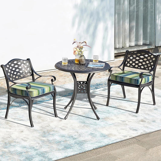 LVTXIII Patio Chair Cushions 22"x22"x3", Water-Repellent Outdoor Seat Cushions for Patio Furniture, Square Chair Pads with Ties for Home Garden Decoration, Set of 2, Stripe Blue Green